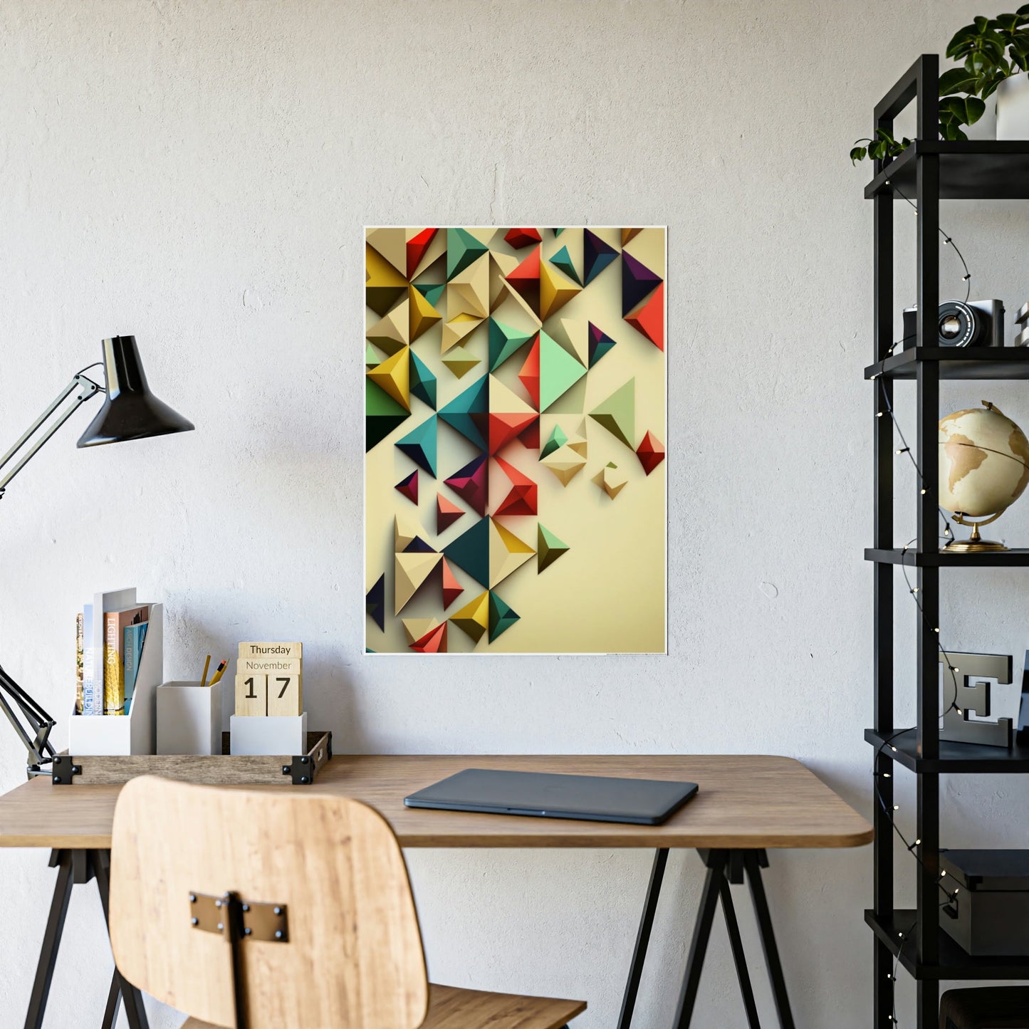 Framed Canvas & Poster Print of Geometric Artwork: A Fusion of Shapes