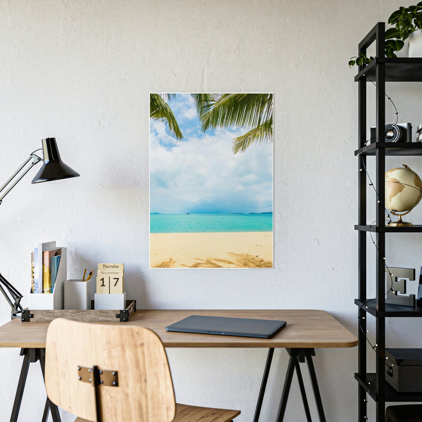 Seashore Sanctuary: Art Print of a Tranquil Island Beach Scene on a Framed Canvas