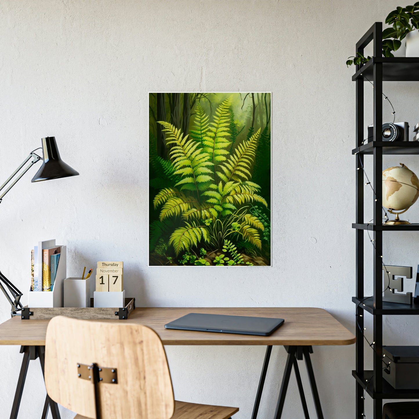 The Enchanted Forest: A Painting on Canvas Featuring Ferns