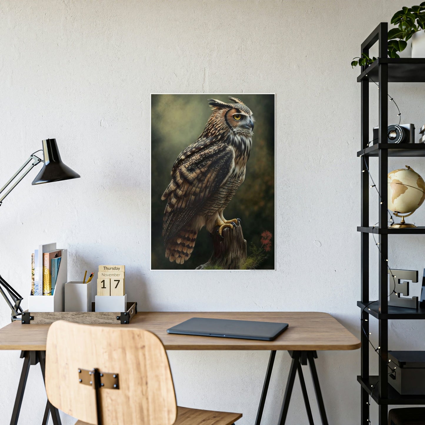 Eyes of the Forest: A Painting of an Owl in its Habitat