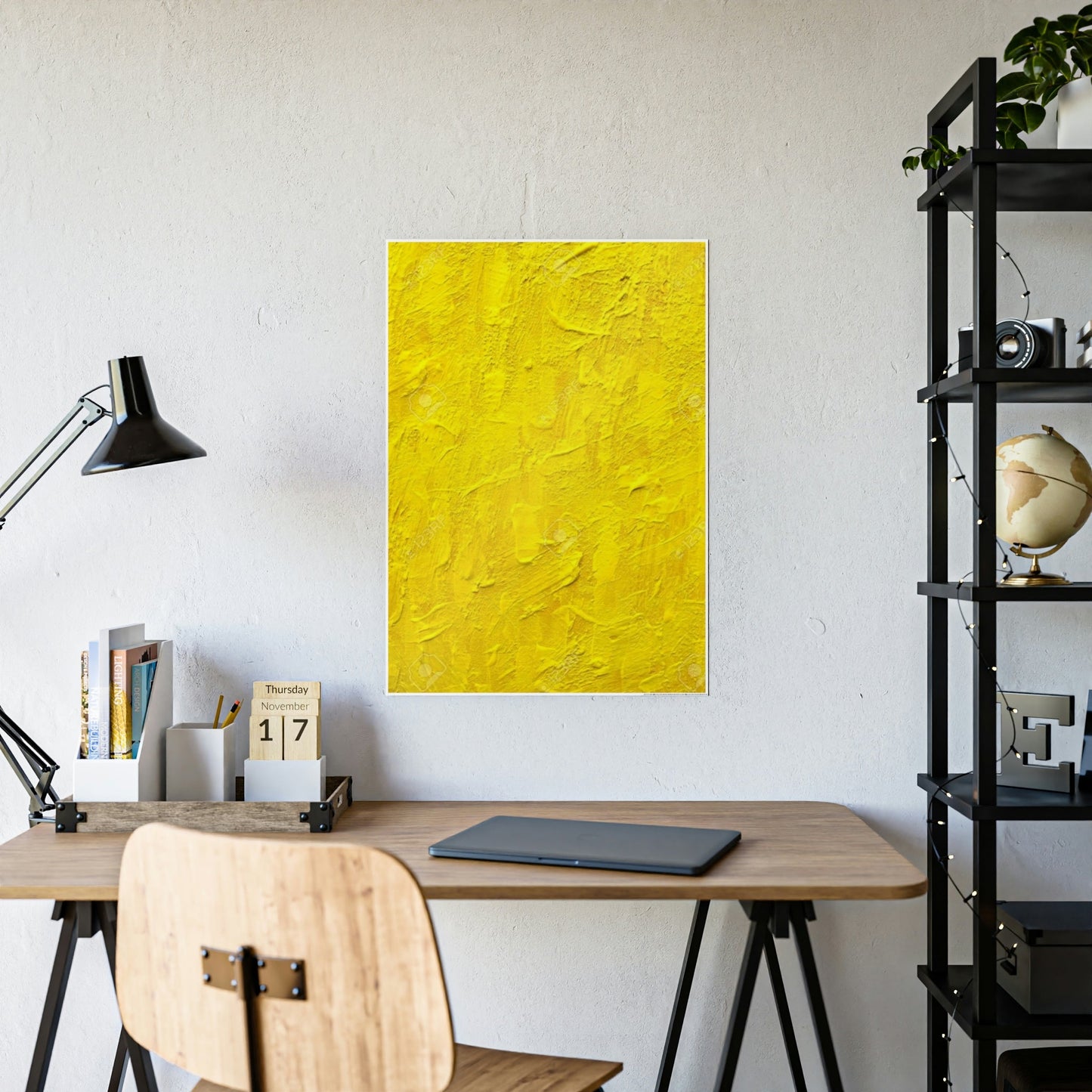 Relaxing and Serene Wall Art Print of a Yellow Color on Natural Canvas