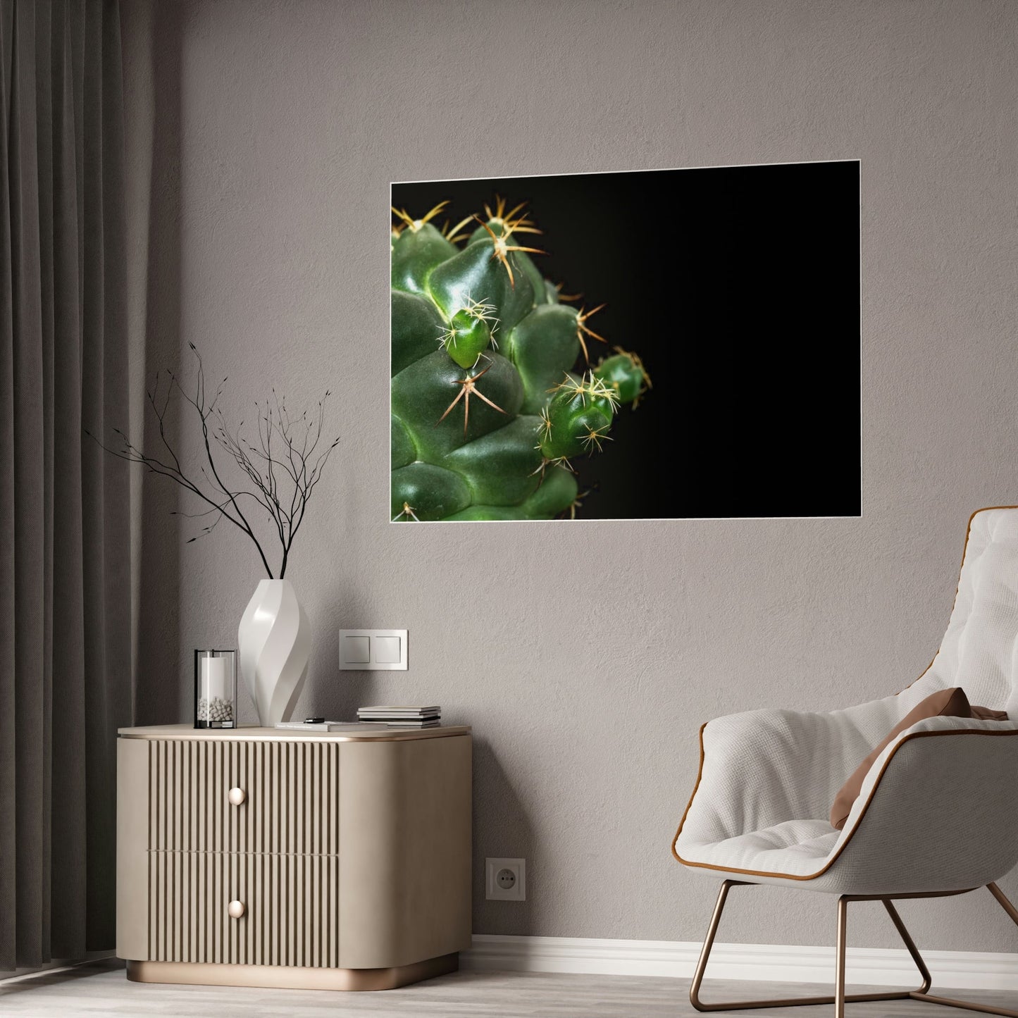 Succulent Splendor: Natural Canvas Cactus Print for a Modern Look