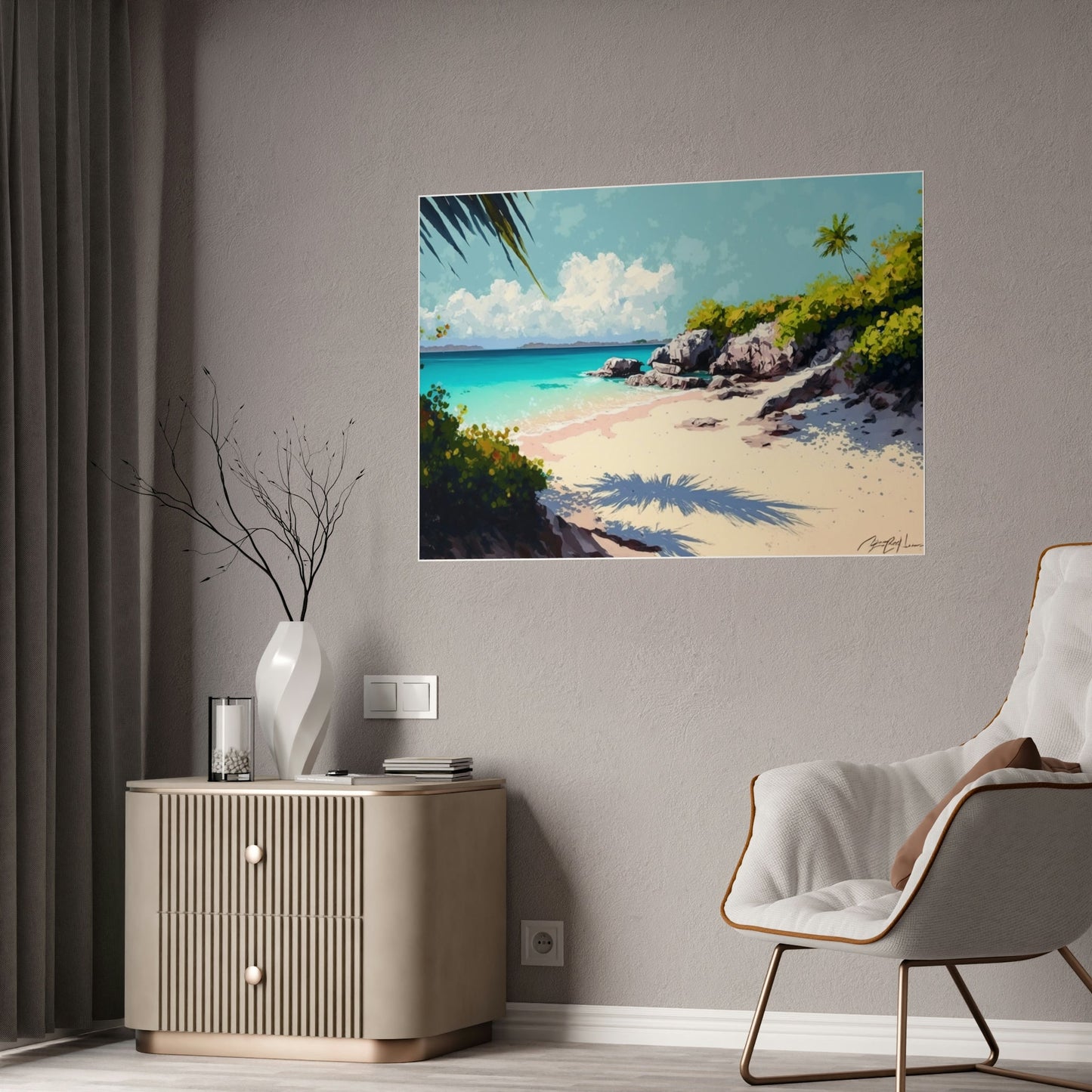 Escape to Paradise: Caribbean Beach Art on Natural Canvas and Wall Art Prints