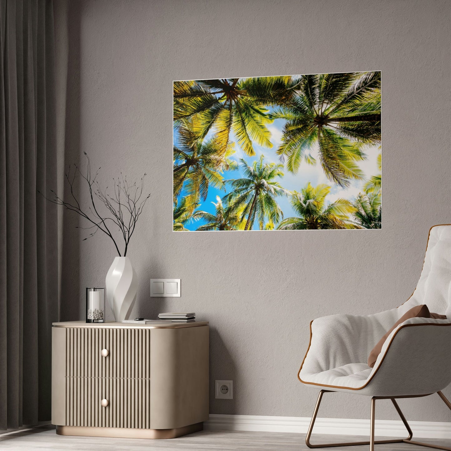 Soothing Palms: Relaxing Wall Art of Palm Trees Swaying in the Breeze