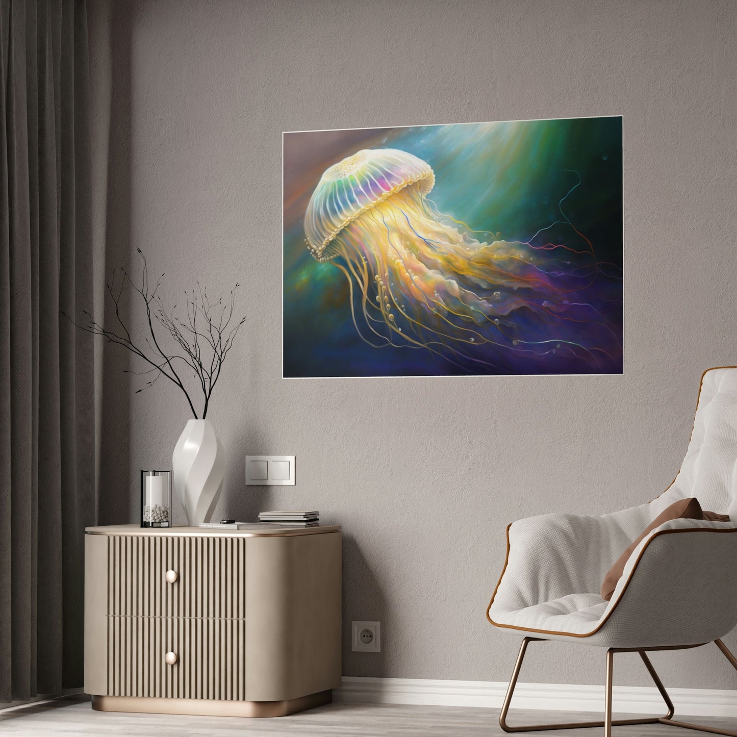 The Elegance of Jellyfishes: Artistic Print on Canvas for Marine-Themed Spaces