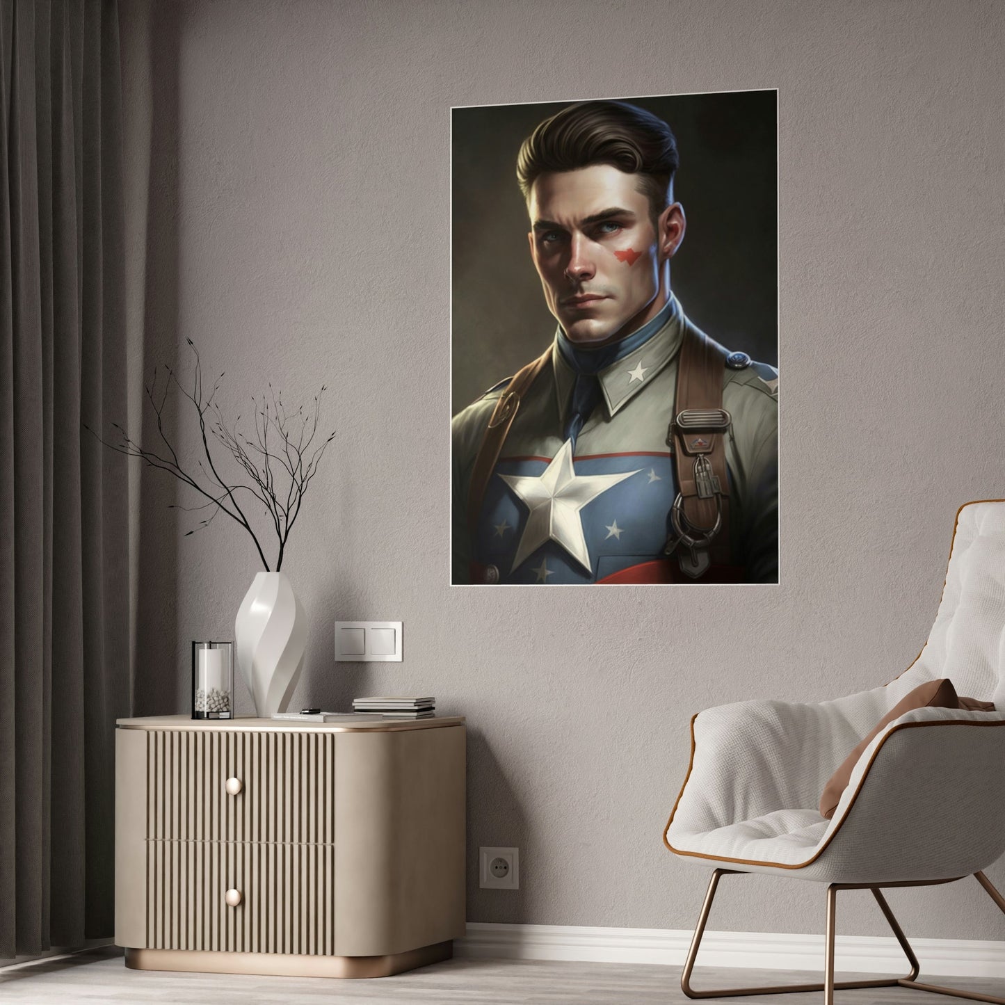 Marvelous Art: Captain America Print on Canvas and Wall Art Decor