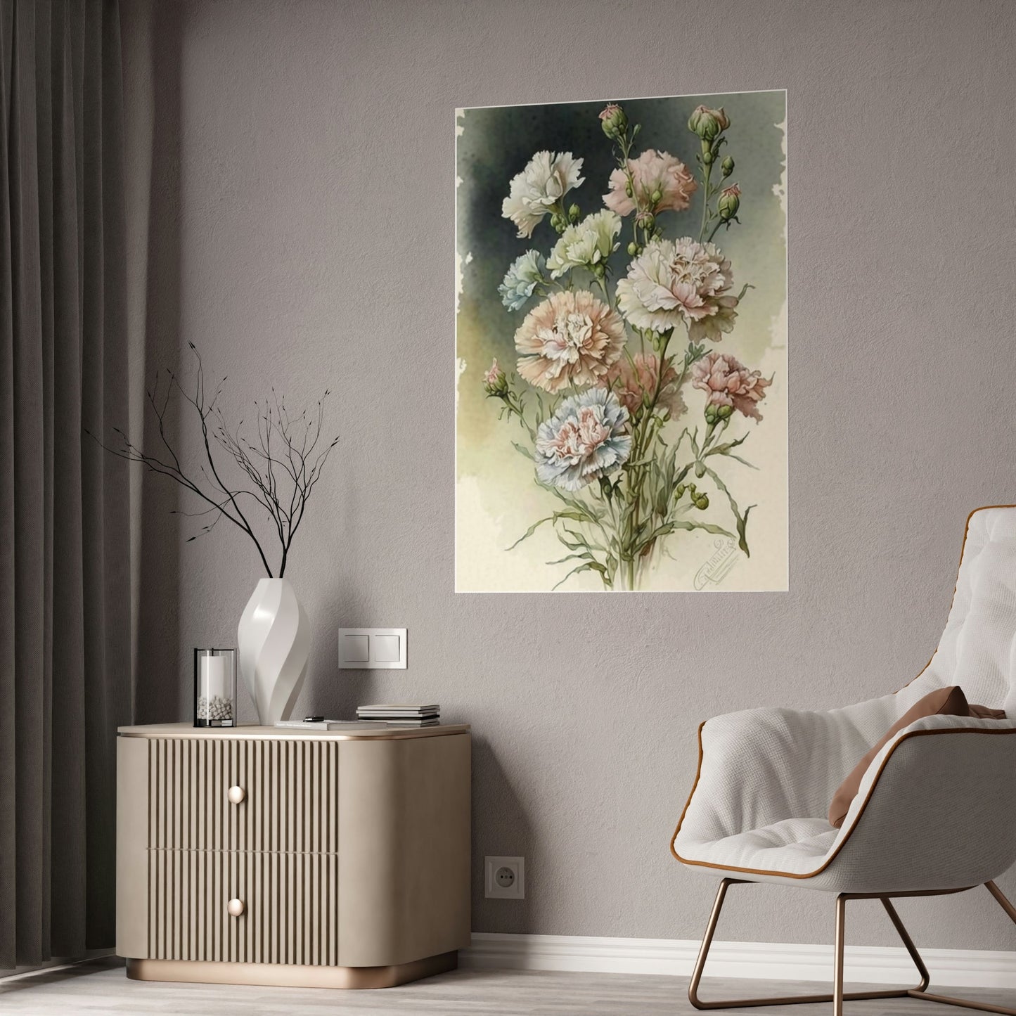 Floral Delight: Natural Canvas and Art Prints of Carnations for Home Decor