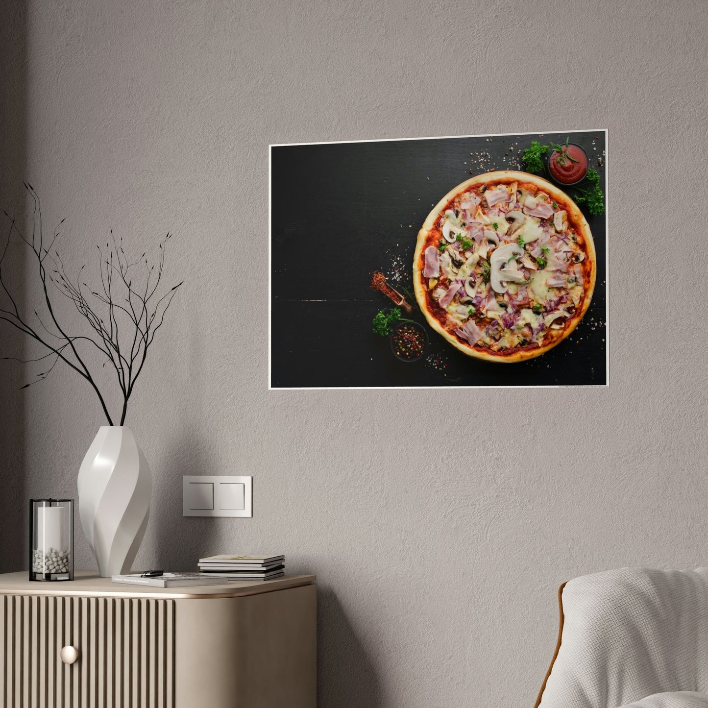 Delicious Delight: Natural Canvas Wall Art of Mouth-Watering Pizza Images for Foodies