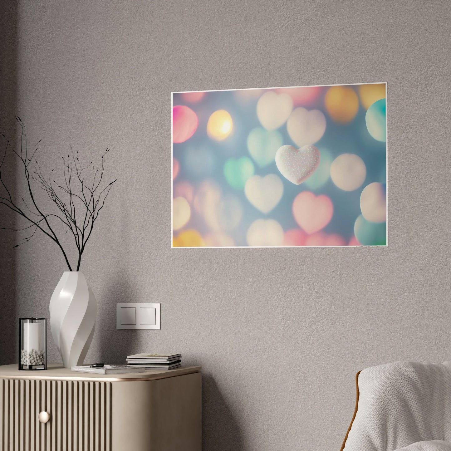 Love in Color: Canvas Print of a Vibrant Hearts on Framed Canvas