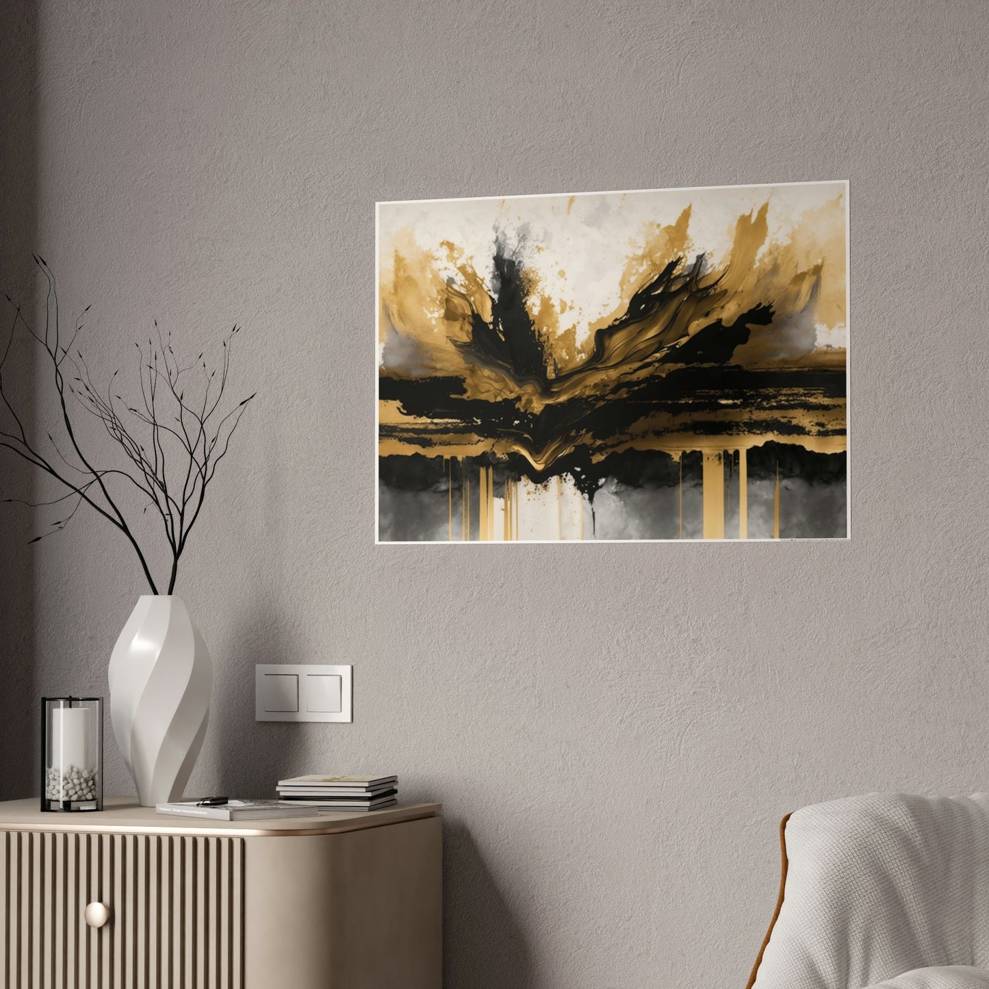 Gold Rush: Wall Art of a Bold and Shimmering Abstract Painting on Canvas