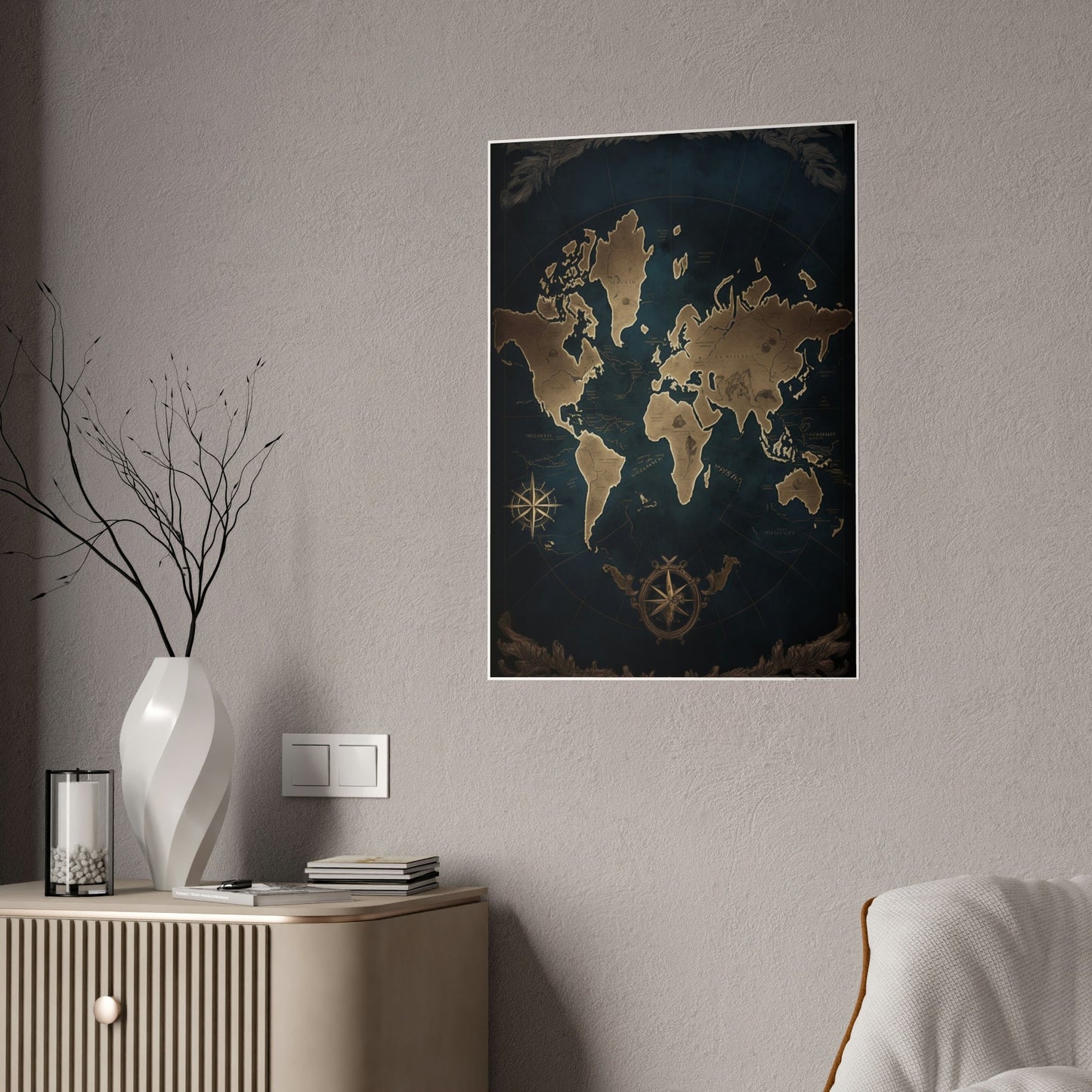 A World Without Borders: Contemporary Map Art on Canvas or Poster