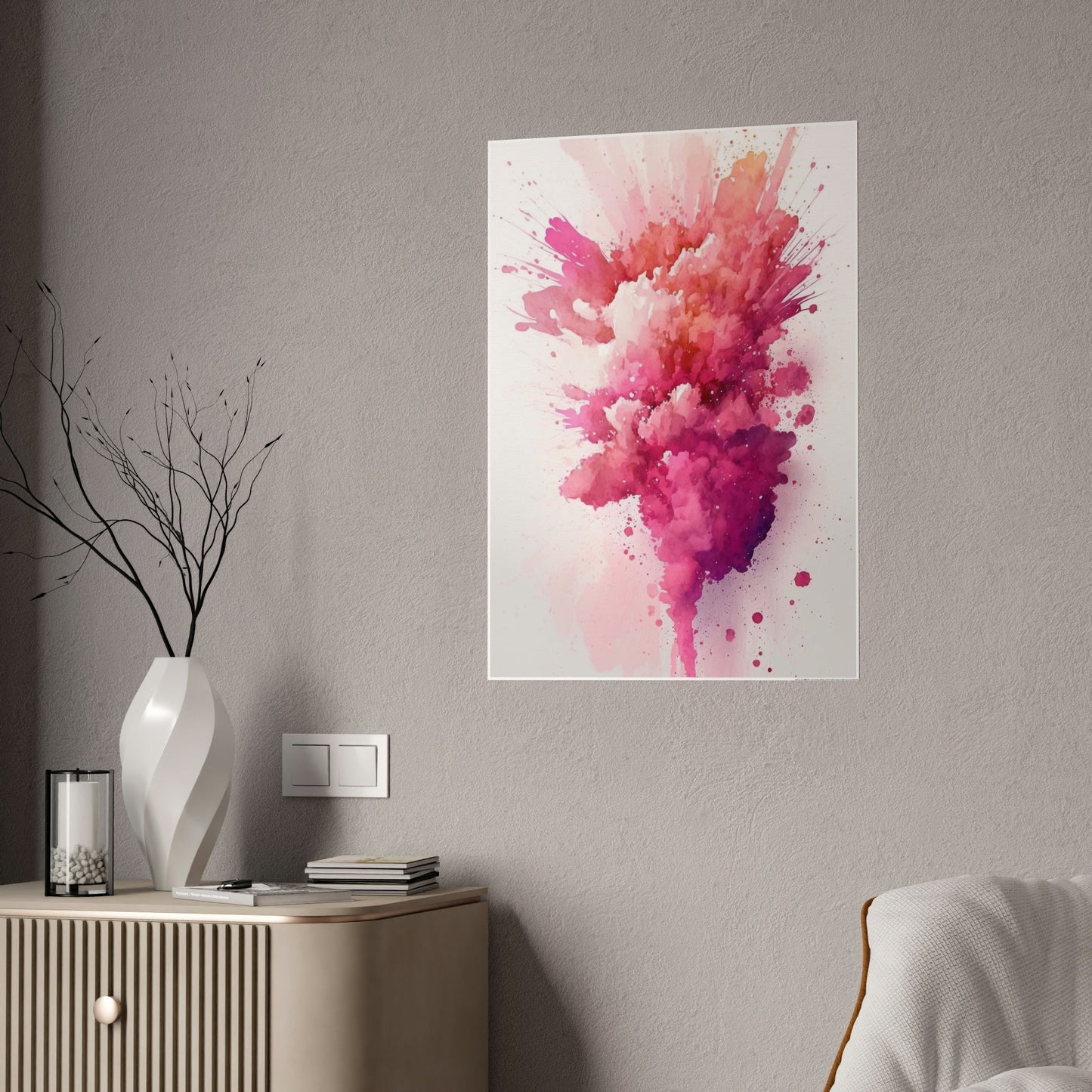 Glowing Pink: Natural Canvas Wall Art of Abstract Artworks in Luminous Pink Shades
