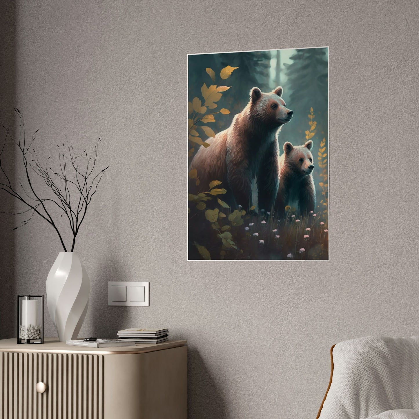 Into the Wild: Natural Canvas Print of Two Brown Bears in the Forest