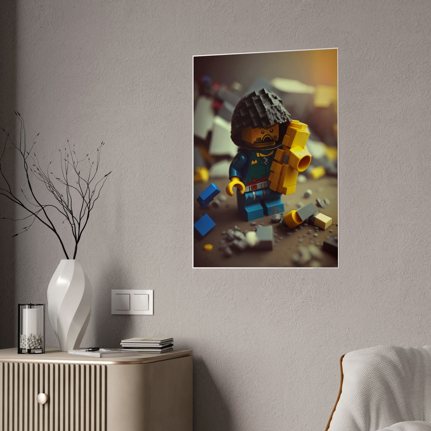 Creative Construction: Framed Canvas and Print of Lego Sculptures