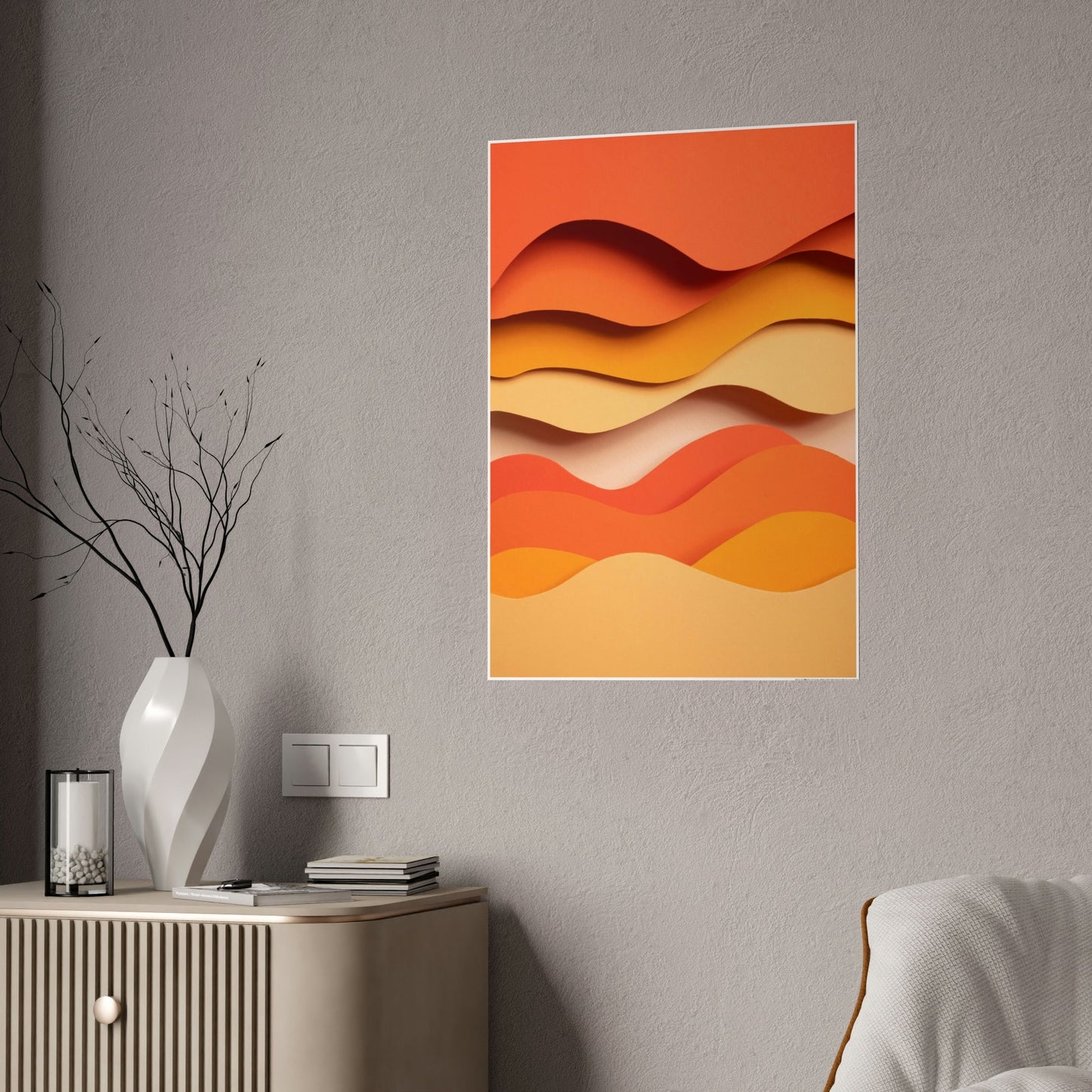 Radiant Rays: Colorful Orange Canvas for Your Living Space