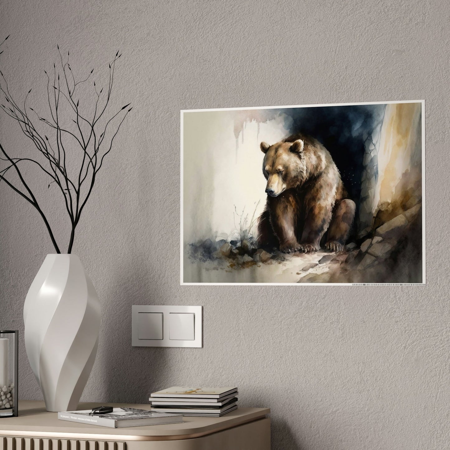 The Watchful Eye: Natural Canvas & Poster Print of a Grizzly Bear in the Wild
