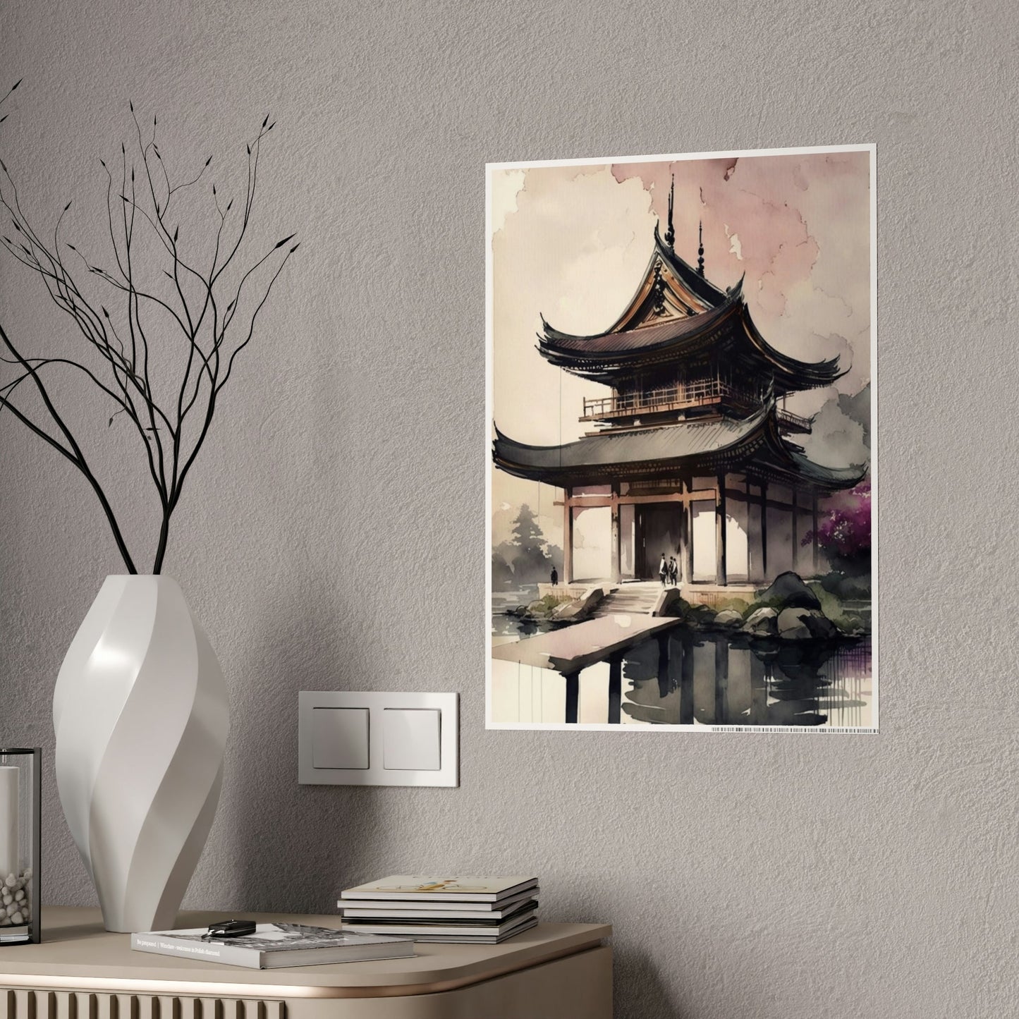 The Spirit of Asia: Abstract Art on Natural Canvas & Poster