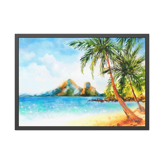 Ocean Retreat: Natural Canvas Art of a Secluded Island Beach