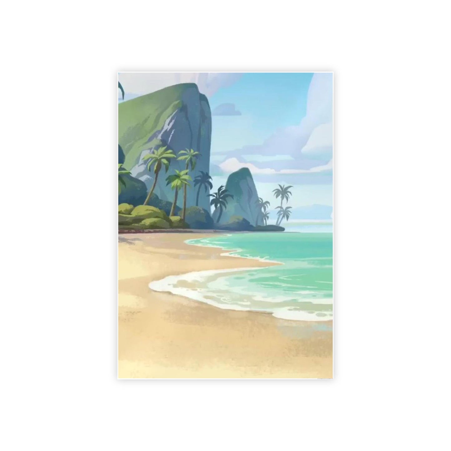 Coastal Haven: Framed Canvas of a Tranquil Beach Landscape