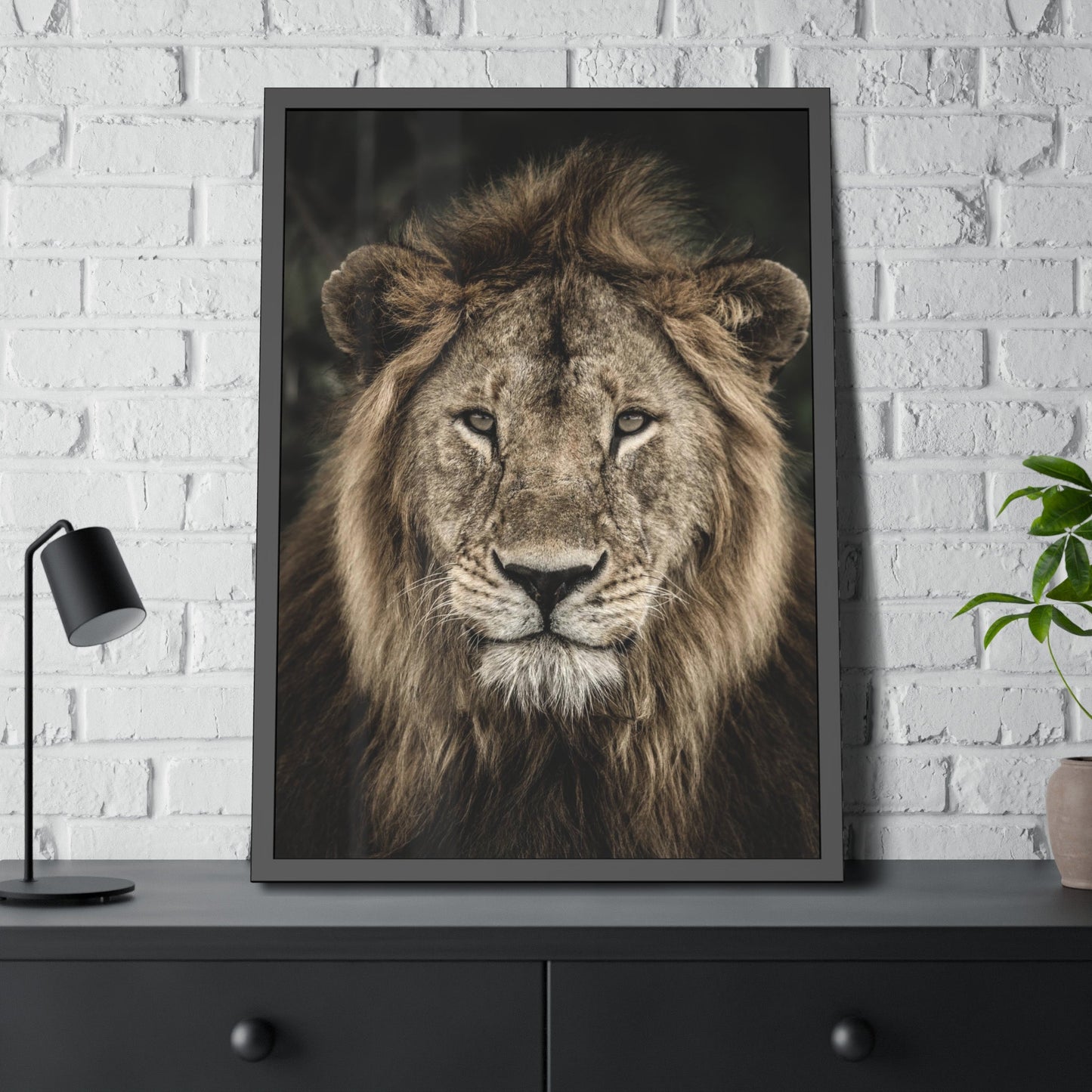 Lion's Strength: Canvas Print of the Fierce Predator in Action