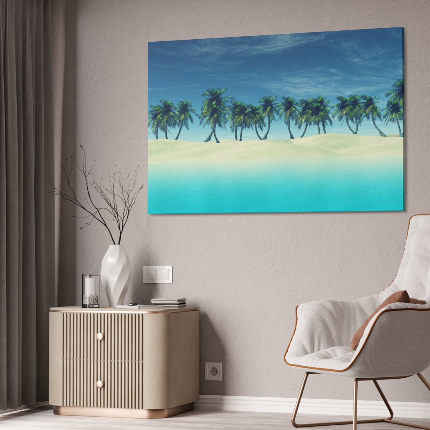 Seashore Serenity: Natural Canvas Art of a Calm Island Beach