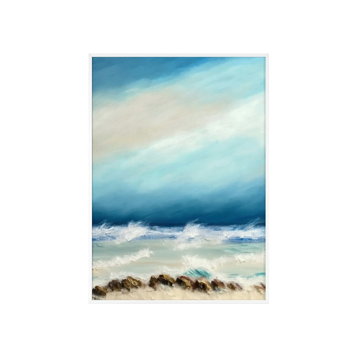 Framed Canvas & Poster Print of Abstract Waves: A Coastal Symphony