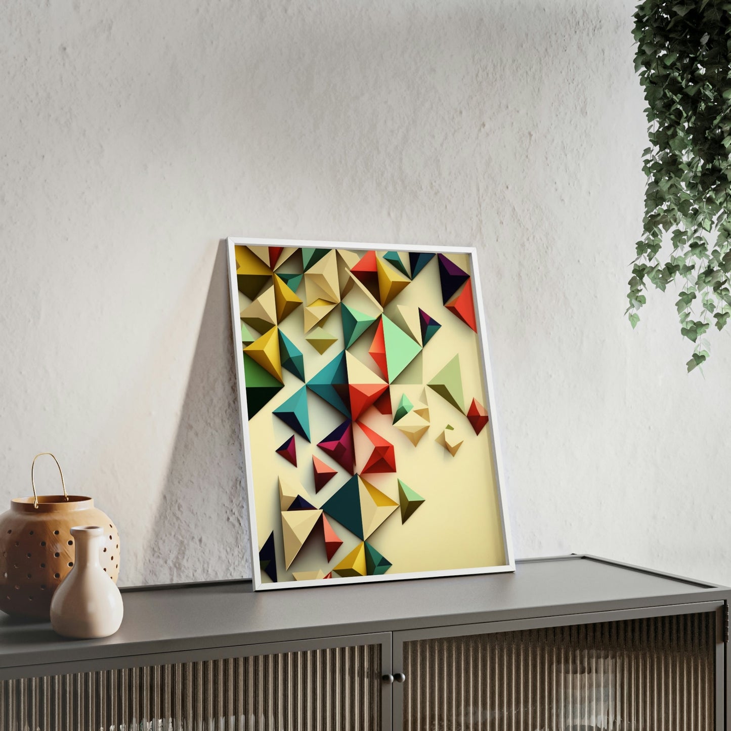 Framed Canvas & Poster Print of Geometric Artwork: A Fusion of Shapes