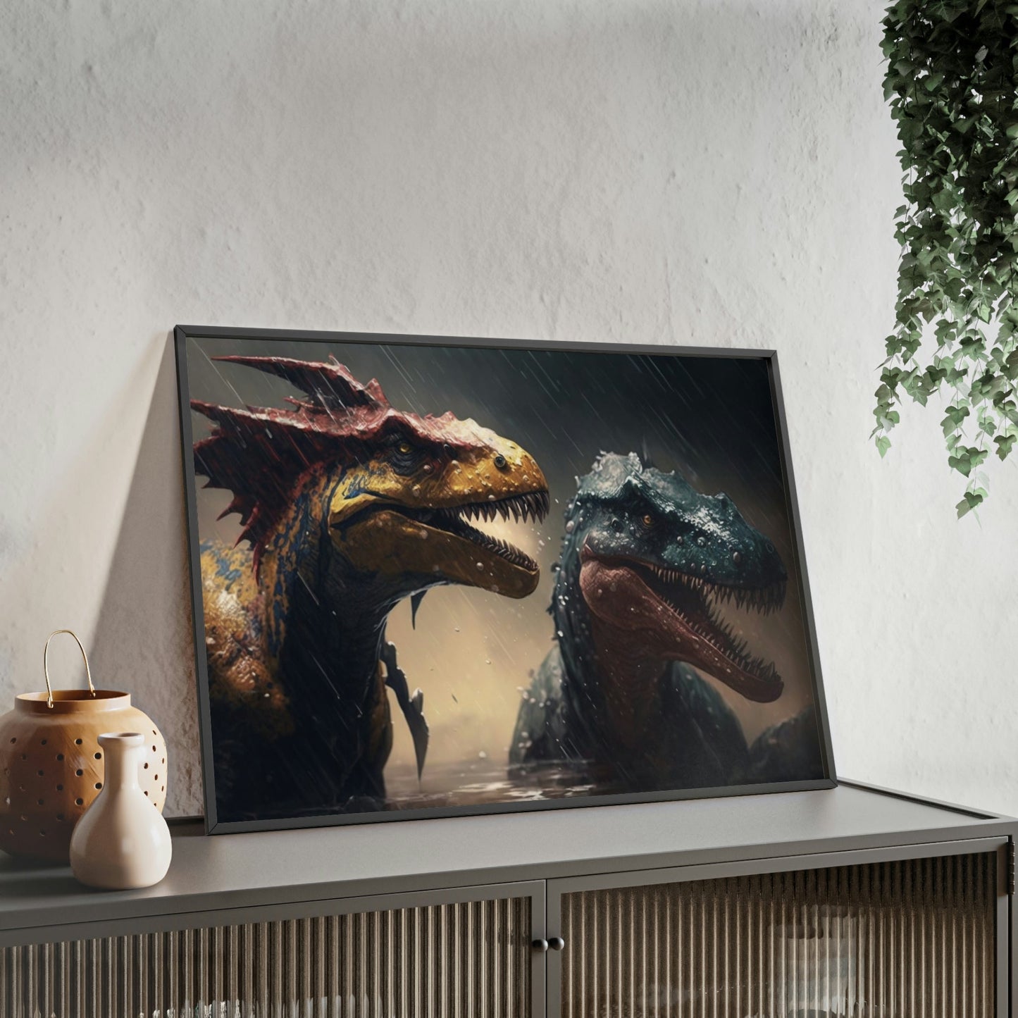 The Reign of Dinosaurs: An Artistic Framed Canvas & Poster of Prehistoric Times