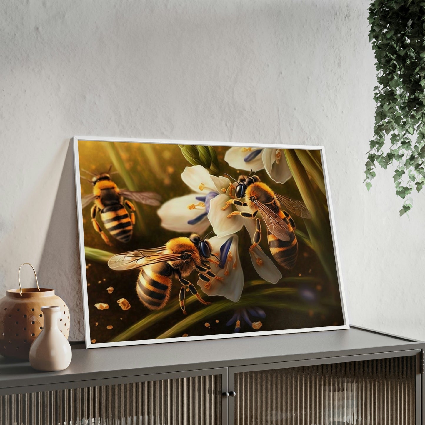 The Buzzing Life: A Wall Art Canvas & Poster of Bees in Motion