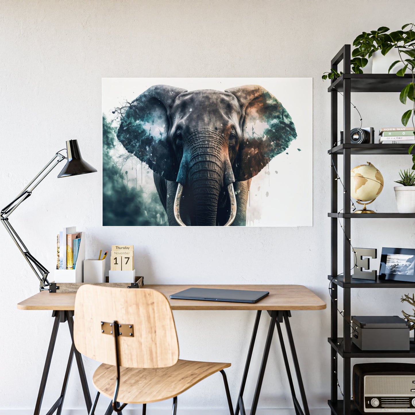 The Elephant King: Artistic Poster on Natural Canvas