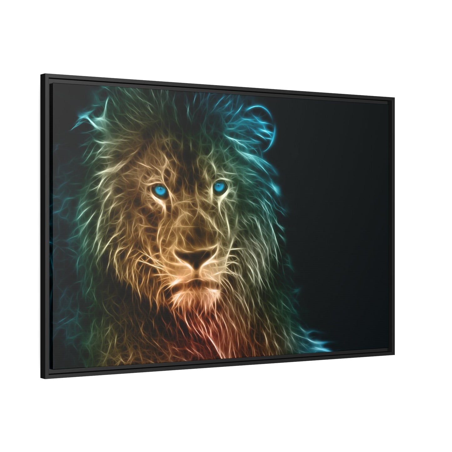 King of the Savanna: Artistic Print on Framed Canvas of a Lion