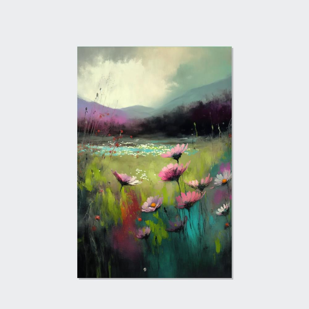 Chromatic Abstraction: A Framed Canvas & Poster Artwork of a Vibrant Landscape