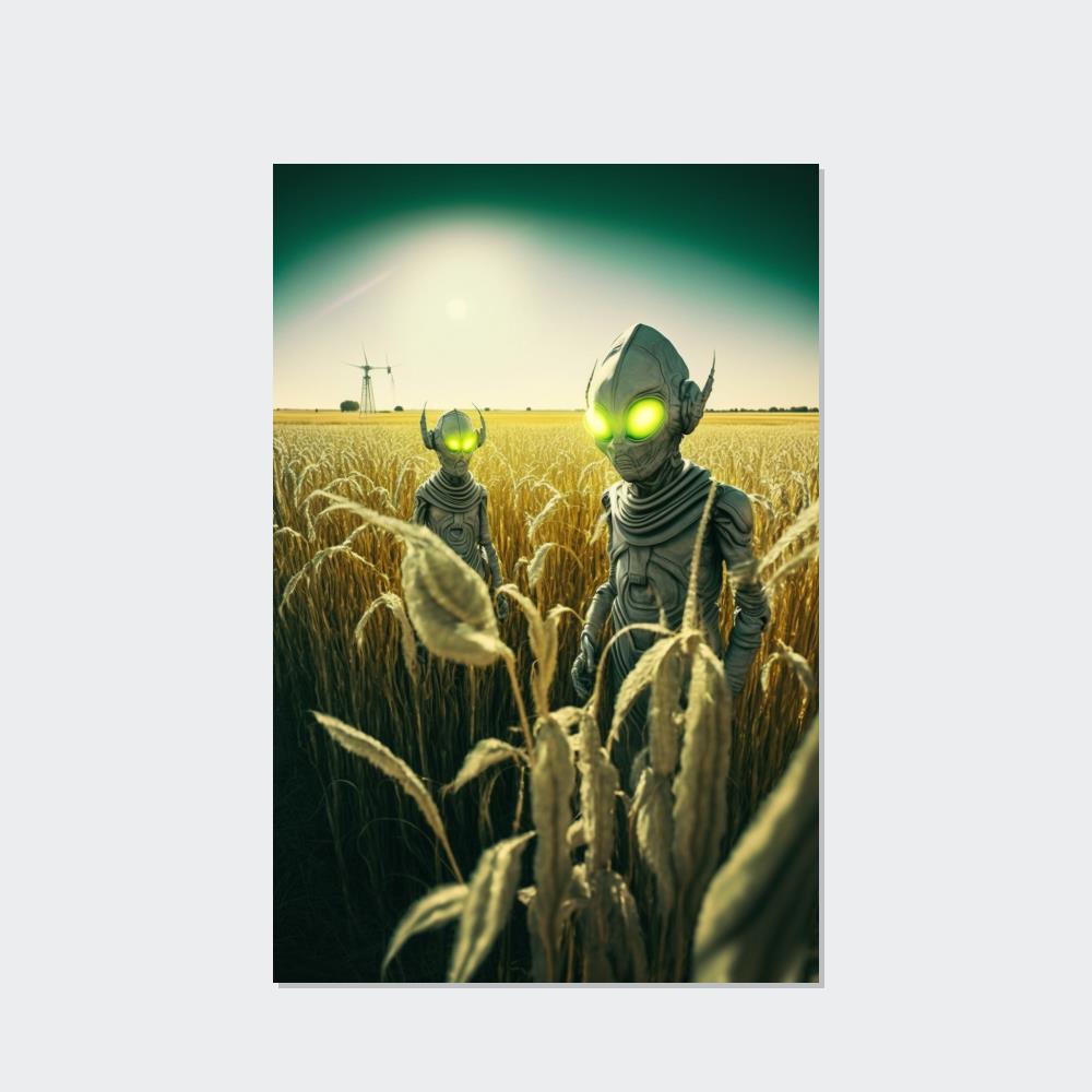Artistic Aliens: A Canvas Print Featuring Mysterious Extraterrestrial Life Forms