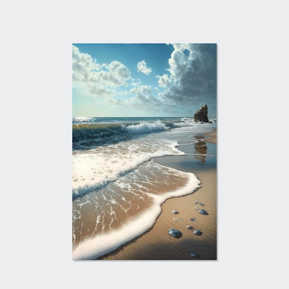 Seaside Escape: Artistic Framed Canvas & Poster Print of a Quiet Beach