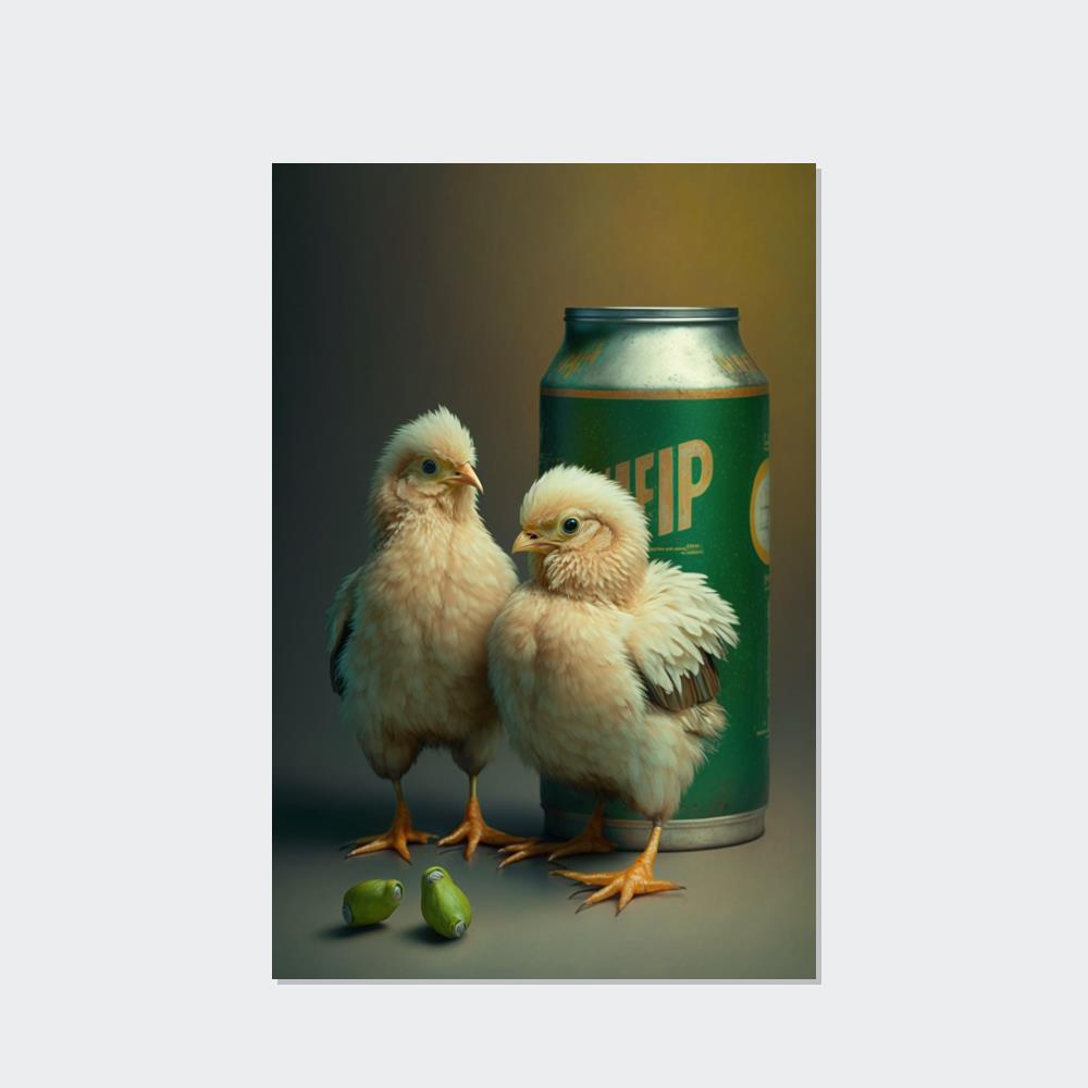 Feathered Friends: Natural Canvas with Adorable Chicken Portraits