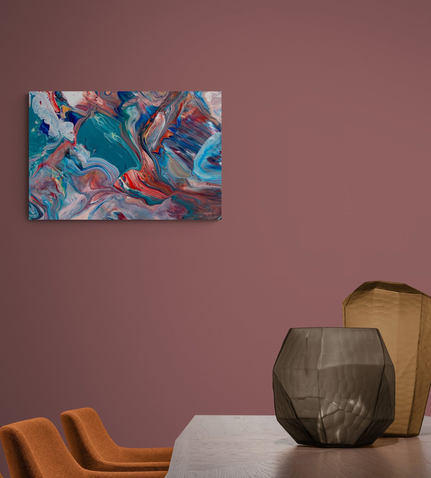 Vibrant Layers: Abstract Art on Natural Canvas to Energize Your Space