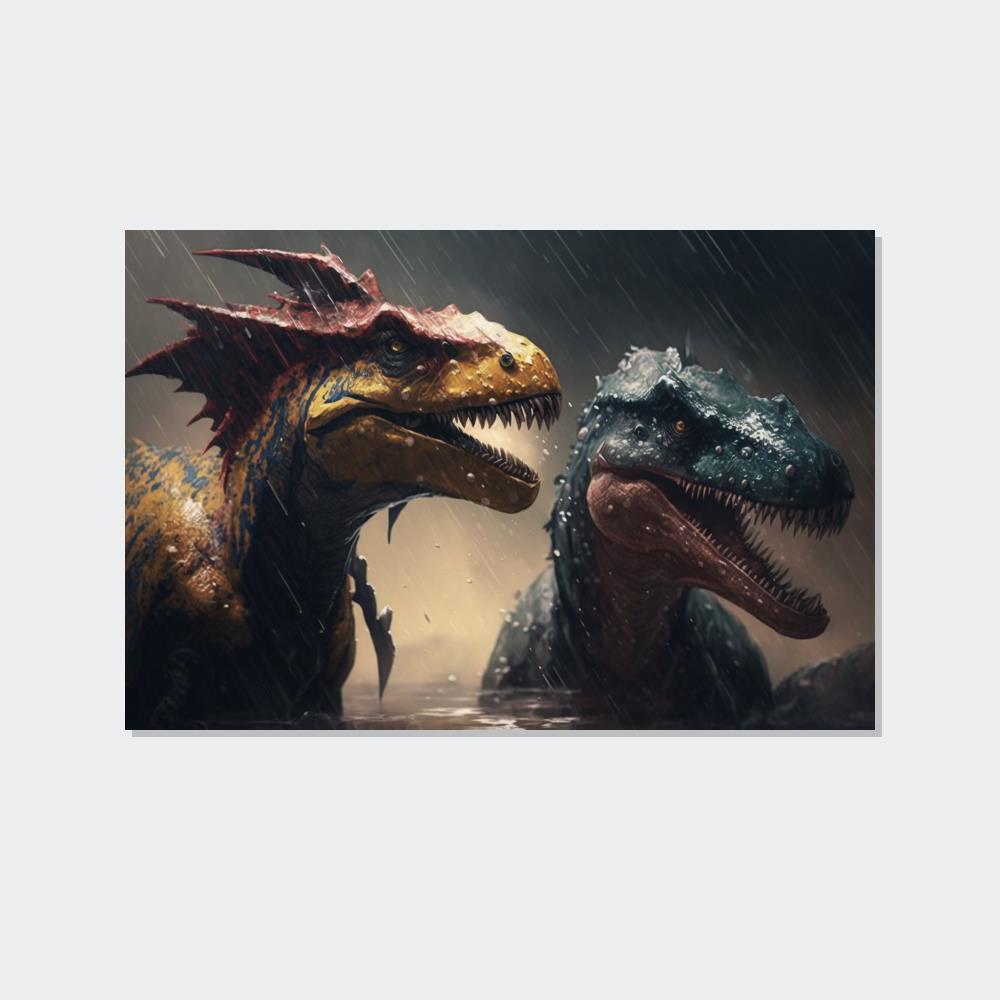 The Reign of Dinosaurs: An Artistic Framed Canvas & Poster of Prehistoric Times