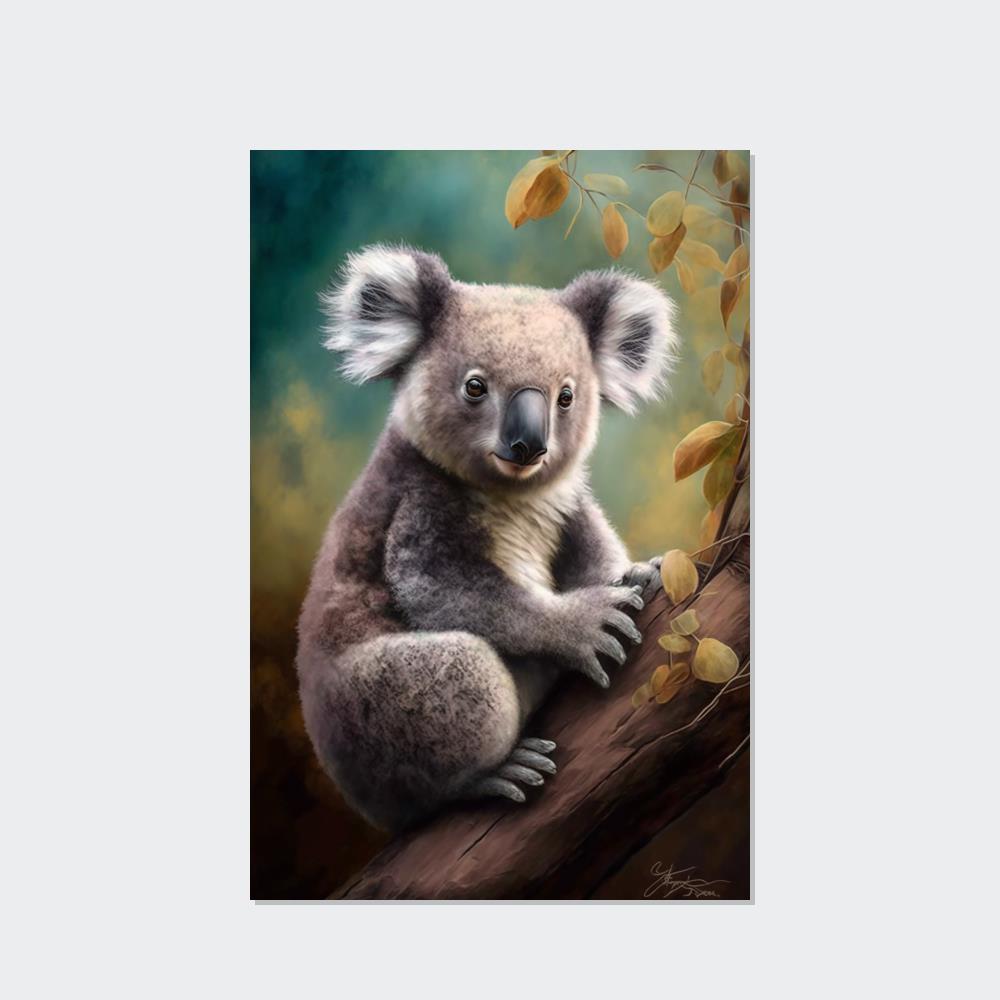 A Peaceful Moment in the Eucalyptus Forest: A Koala Painting on Canvas