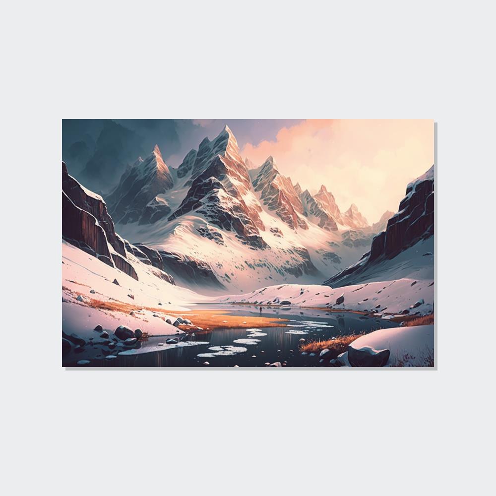 A Breathtaking View: An Artistic Expression of Mountain Landscapes on Canvas