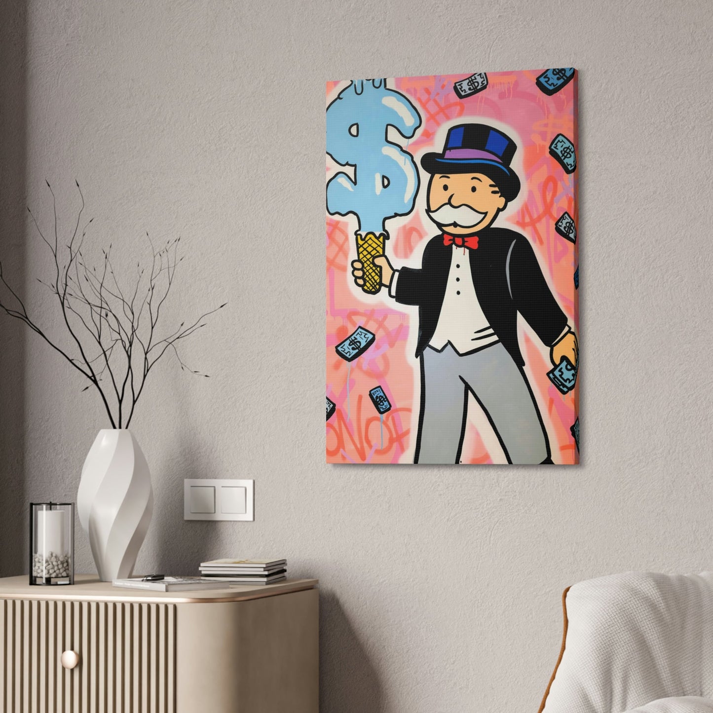 Money and Art Collide: Framed Canvas and Poster Print of Alec Monopoly's Iconic Work