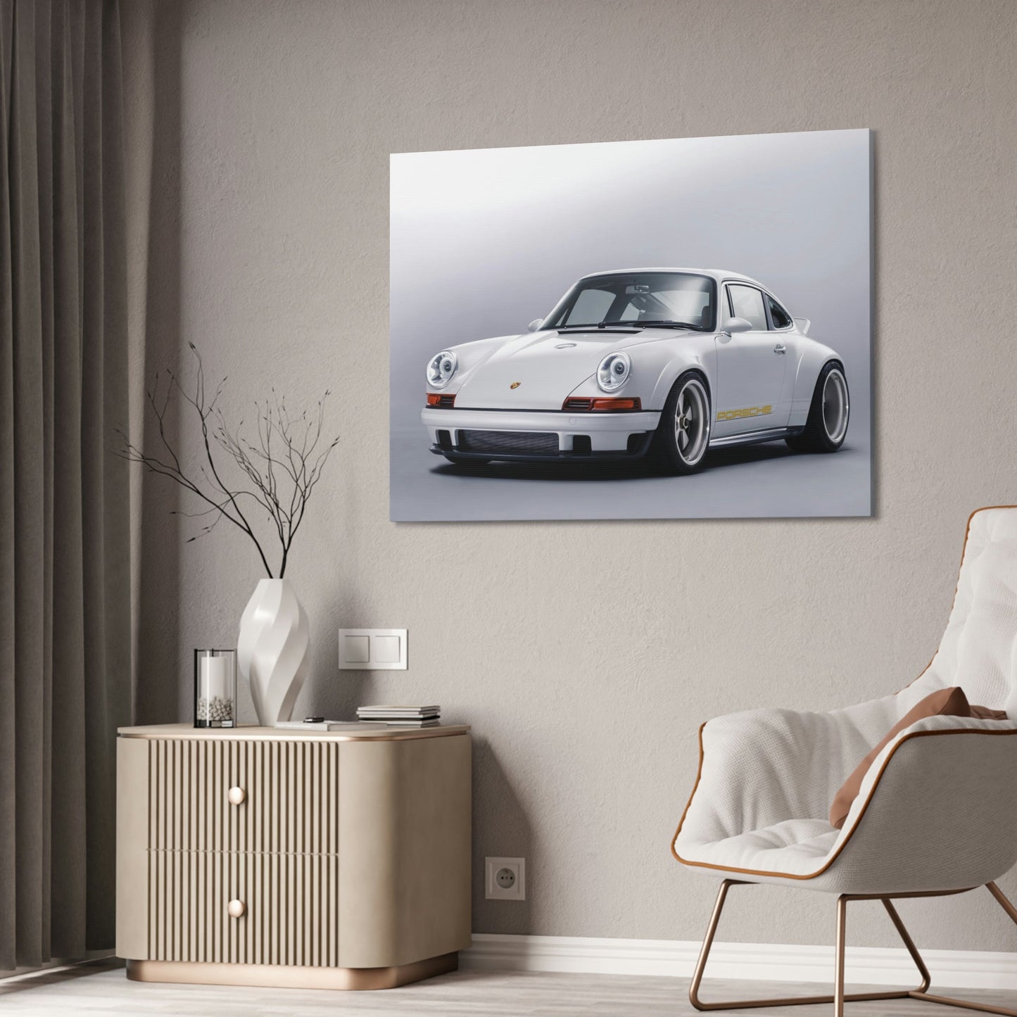 Porsche: Stunning Wall Art Featuring a Breathtaking Porsche Scenery on Natural Canvas