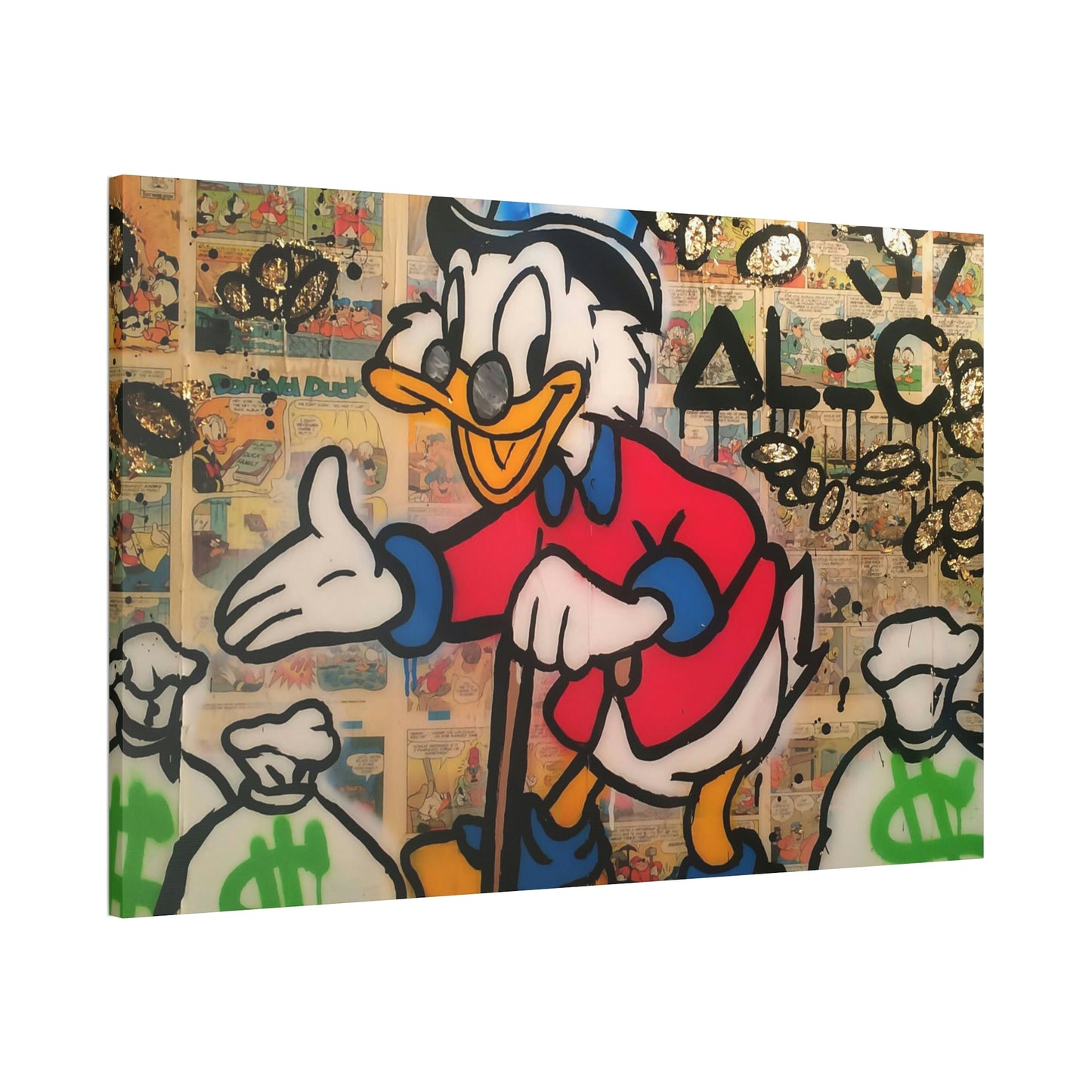 Monopoly Madness: Disney's Duck in Alec Monopoly Style on Canvas and Framed Poster