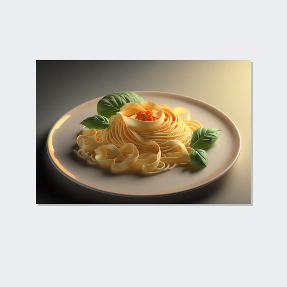 Pasta Perfection: Beautiful Canvas Print of a Plate of Spaghetti
