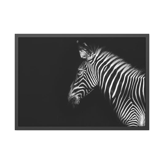 Framed Stripes: Contemporary Zebra Canvas Print with Frame for Home Decor
