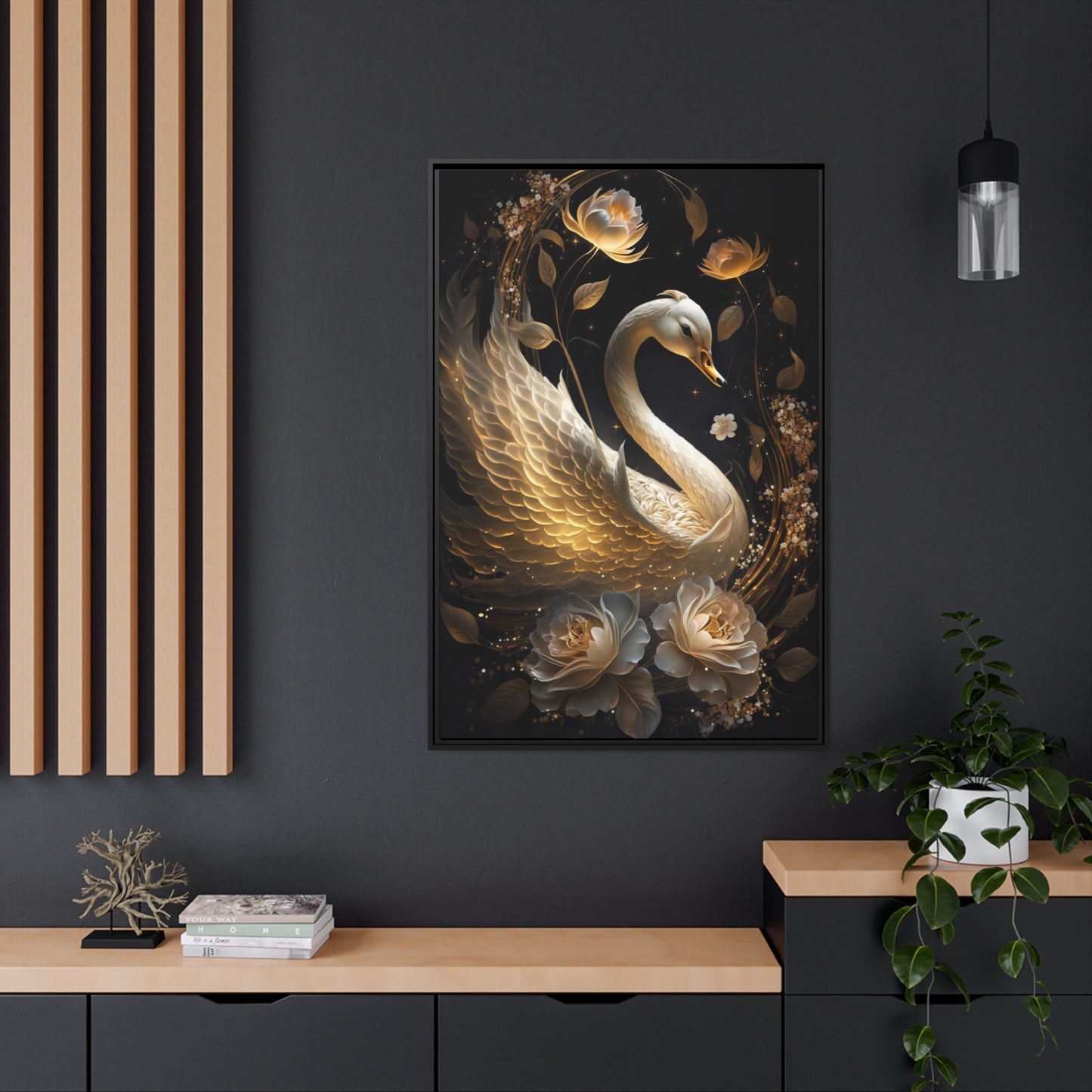 Tranquil Beauty: Canvas Art Displaying the Serenity of Swan in a Peaceful Setting