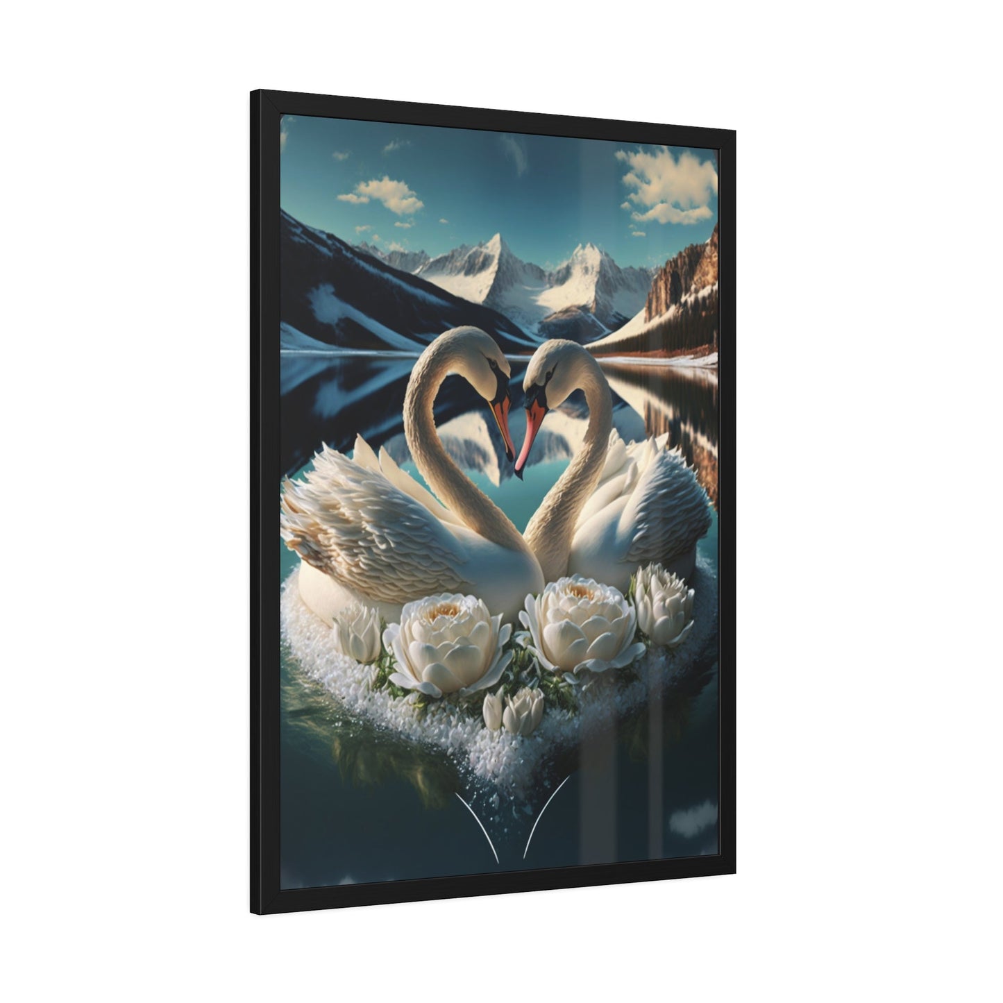 The Majesty of Swans: Framed Canvas Print of These Beautiful Birds in Their Natural Element