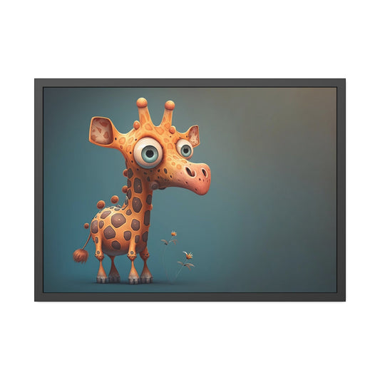 Portrait of a Gentle Giant: Framed Canvas with a Giraffe in the Wild