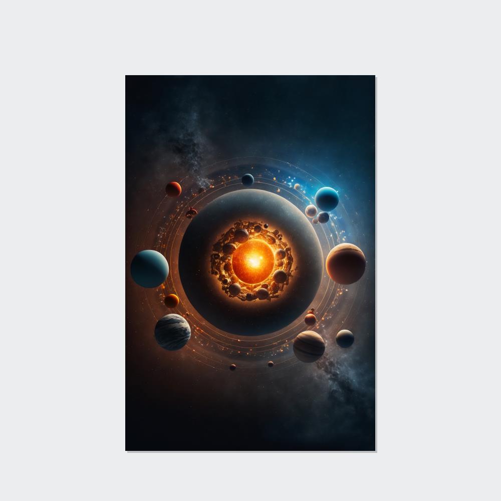 Planetary Alignment: Print on Canvas of Planets in Perfect Formation on a Framed Canvas