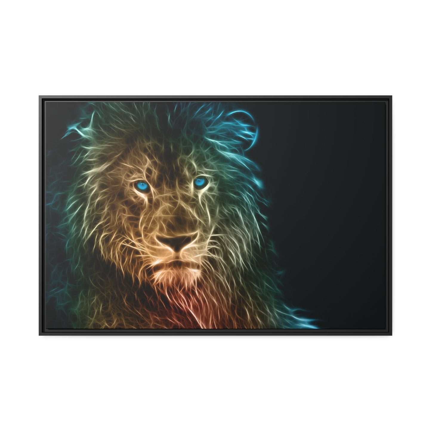 King of the Savanna: Artistic Print on Framed Canvas of a Lion