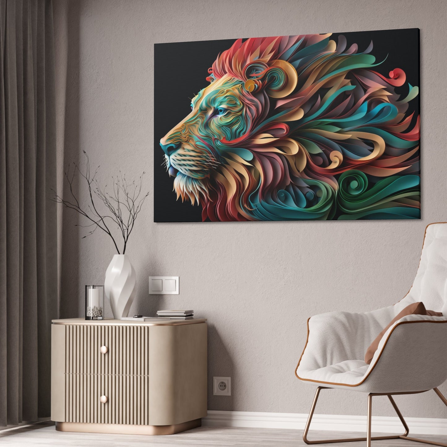 Lion's Pride: Natural Canvas Wall Art of the Regal African Mammal